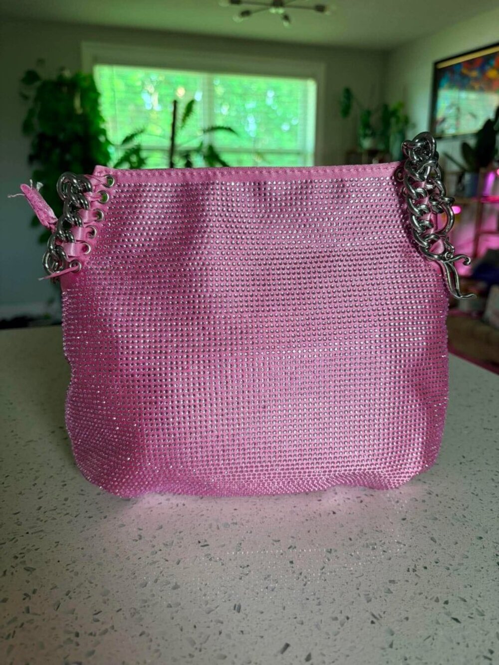 COLLECTOR Juicy Couture Hot Pink Rhinestone Satin Shoulder Bag | Y2K McBling - Picture 2 of 5